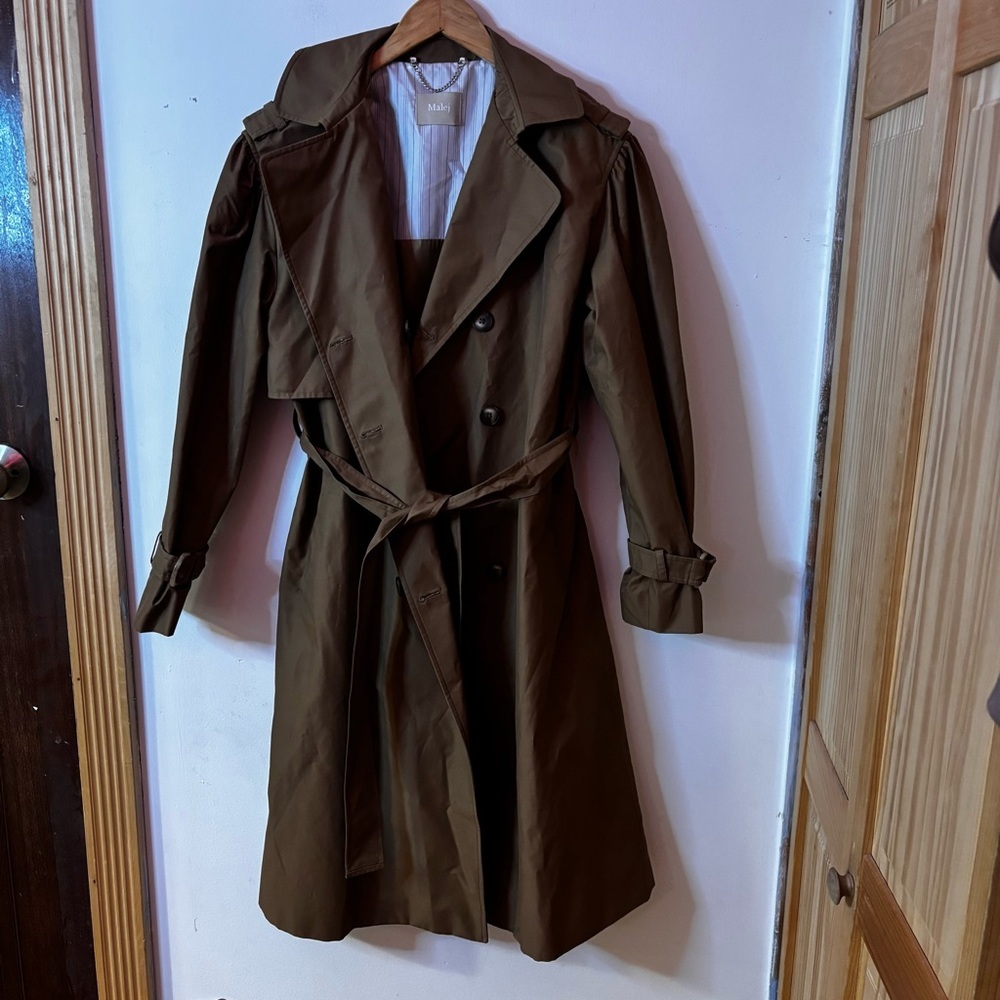 Malej Tan Double-Breasted Trench Coat